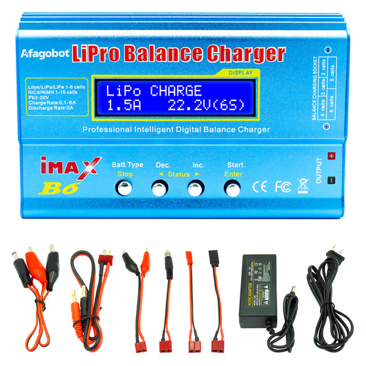 Afagobot B6 Lipo Battery Balance Charger 80W Discharger for NiMH/NiCd (1-15S) LiPo/Li-ion/Life Battery (1-6S) RC Hobby Batteries Balance Charger